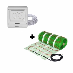 Grindinio šildymo tinklelis Wellmo MAT, 150 W + neprogramuojamas termostatas Feelspot WTH71.36