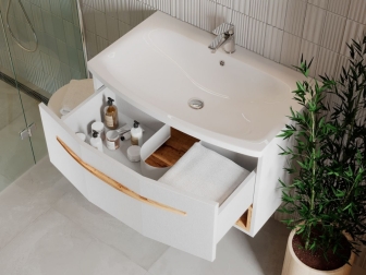 Vonios kambario spintelė su praustuvu STELLANTIS - 80 balta pakabinama