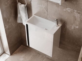 Vonios kambario spintelė su praustuvu LEO-50 balta pakabinama