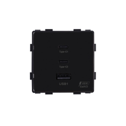 Greito krovimo rozetė Feelspot su USB+C+C jungtimis, 65W, juoda