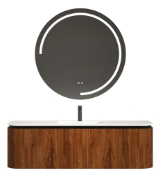 Vonios kambario spintelė su praustuvu OLIVE 150 ruda pakabinama su įleidžiamu praustuvu