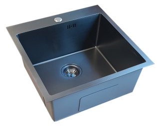 Nerūdijančio plieno plautuvė D5151HB BLACK su sifonu