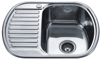 Nerūdijančio plieno plautuvė D6249P kairė dekor su sifonu