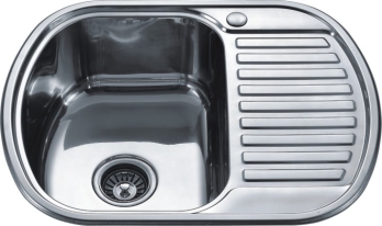 Nerūdijančio plieno plautuvė D6249P dešinė dekor su sifonu