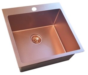 Nerūdijančio plieno plautuvė D5151HC COPPER su sifonu