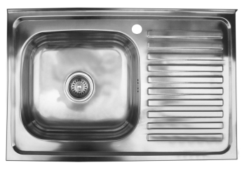 Nerūdijančio plieno plautuvė 8050 dešinė uždedama su sifonu