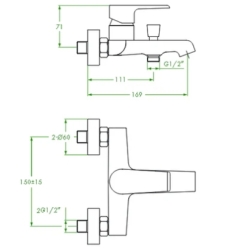 Maišytuvas voniai LARGO 202K W-CH baltas chromas